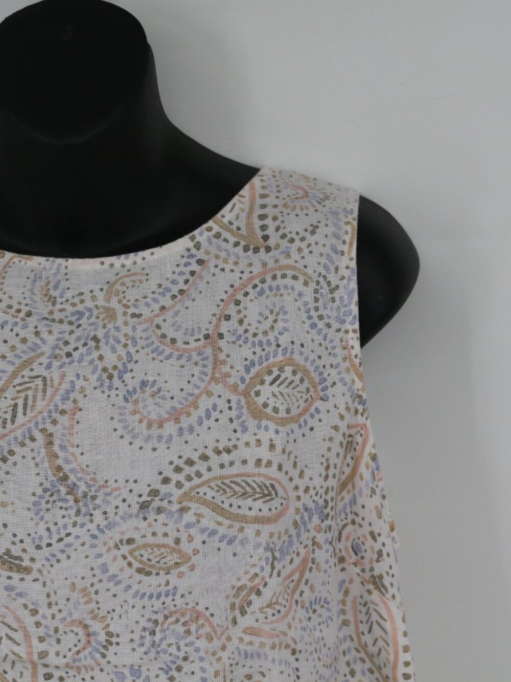 Rachel Ashwell Womens Pastel Paisley Linen Sleeveless Shift Dress Size Medium - Picture 2 of 8